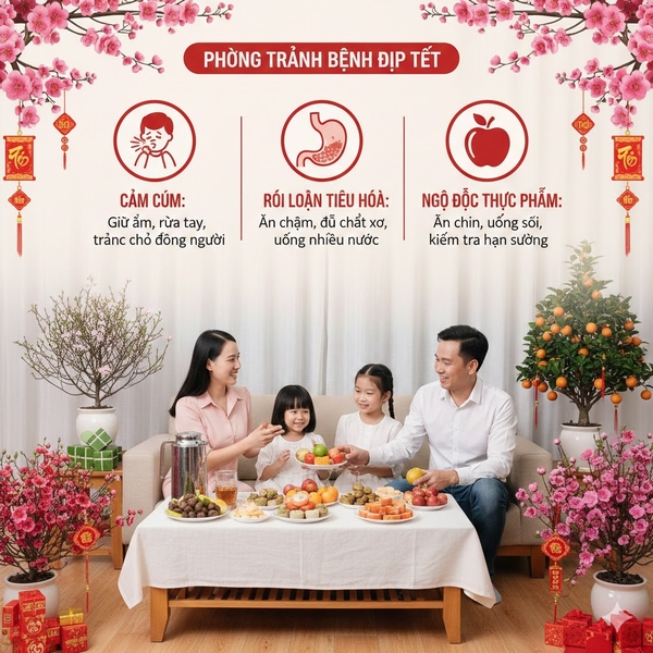 Phòng tránh các bệnh thường gặp vào dịp Tết (cảm cúm, rối loạn tiêu hóa, ngộ độc thực phẩm)