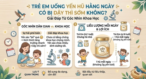 Trẻ Em Uống Yến Hũ Hằng Ngày Có Bị Dậy Thì Sớm Không? Giải Đáp Từ Góc Nhìn Khoa Học