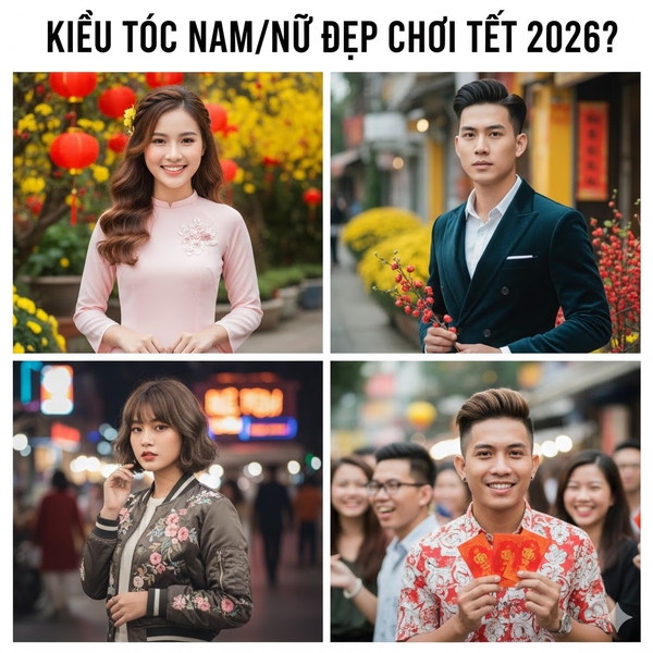 Kiểu tóc nam/nữ đẹp chơi Tết 2026?