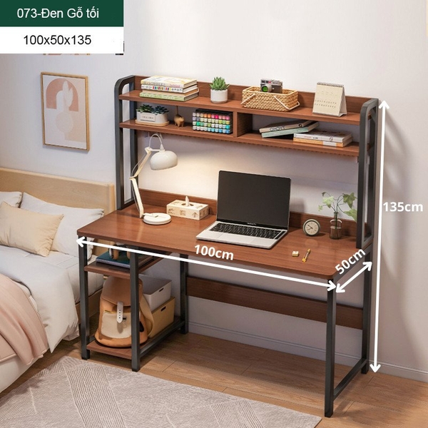 Bàn học, Bàn làm việc kèm 2 tầng thiết kế phong cách hiện đại, mặt gỗ MDF dễ lau chùi, khung sắt sơn tĩnh điện chắc chắn