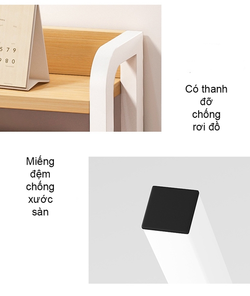 Bàn học, Bàn làm việc kèm 2 tầng thiết kế phong cách hiện đại, mặt gỗ MDF dễ lau chùi, khung sắt sơn tĩnh điện chắc chắn