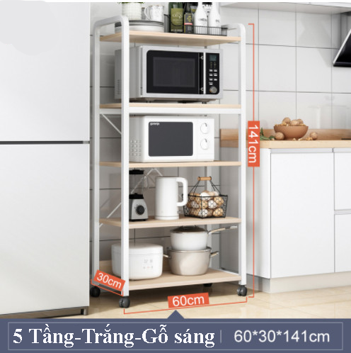 Kệ bếp đa năng, kệ để lò vi sóng, nồi cơm tiện tiện dụng kèm ngăn kéo khung thép sơn tĩnh điện mặt gỗ MDF