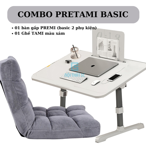 Combo bàn Premi Basic + ghế Tatami màu xám