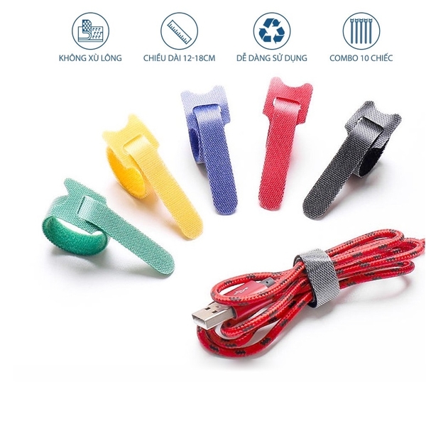 10 Sợi Băng Gai Nhiều Màu - Dính 2 Mặt Cuốn Cáp, Bó Cáp, Làm Gọn Dây Sạc, Dây Cáp, Dây Tai Nghe, TakyShop 5678 20 20210623 153445202 ios