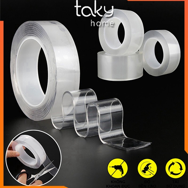 Cuộn Băng Dính Trong Suốt 2 Mặt, Băng Keo Trong Suốt, Sử dụng Dính Dồ Vật Trong Nhà, Tái Sử Dụng, TakyShop 6005 14 3 b2020676 ae40 49e1 97fe 82f017e5fbb5