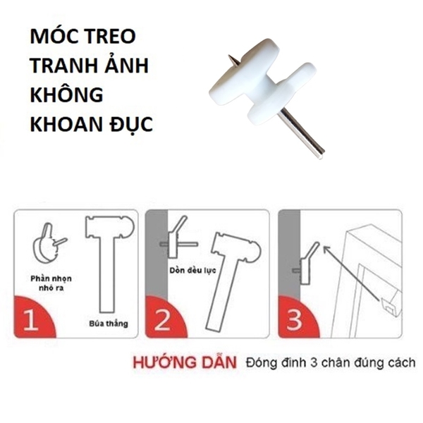 Móc Nhựa Đinh 1 Chân Đóng Tường, Chắc Chắn Treo Tranh, Ảnh, Đồng Hồ Trên Tường Không Khoan, TakyShop 2219Set10 17 5 742c7578 0f91 46b7 b86c 0ddd3c7cdcf6