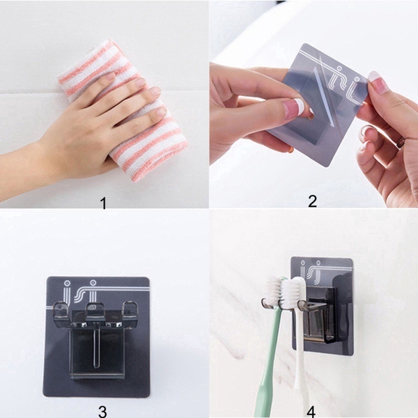 Cốc Đánh Răng Và Giá Treo Bàn Chải Đánh Răng Dán Tường Siêu Chắc, Sản Phẩm Tiện Lợi Cho Gia Đình, TakyShop 5216 20 coc va gia de ban chai danh rang 4