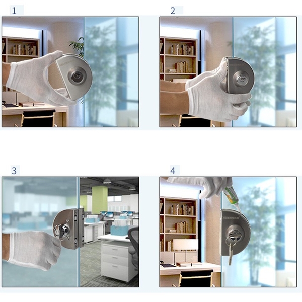 Khóa Cửa Kính Lùa, Khóa Cửa Lùa, Khóa Bán Nguyệt Cửa Kính 10- 12 ly, Lắp Đặt Không Khoan Cắt Kính, TakyShop 3205 16 khoa ban nguyet cua kinh 7