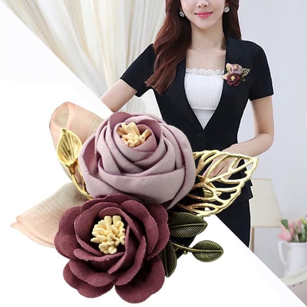 [Chính hãng] Cài áo hai hoa hồng nhí/ Hoa cài áo nhí/ Cài áo chính hãng/ Phụ kiện áo vest nữ