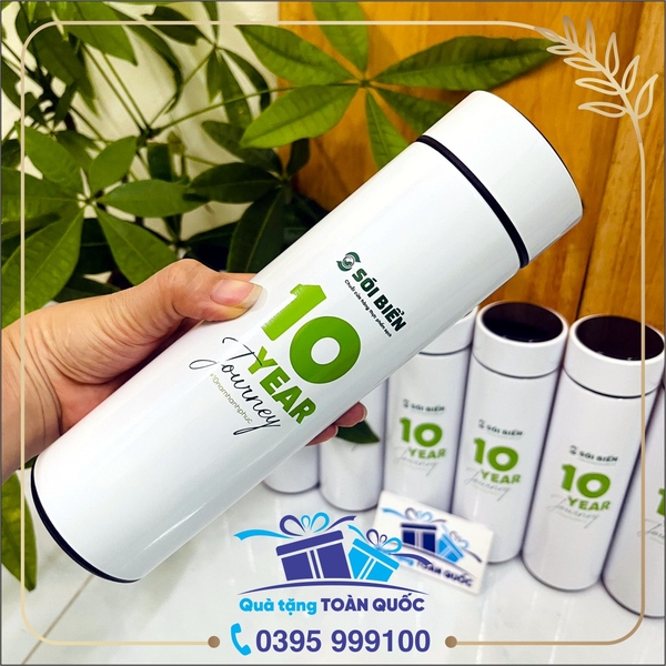 bình nước giữ nhiệt mầu trắng, bình nước in logo, bình giữ nhiệt sói biển, quà tặng dưới 100k, bình giữ nhiệt hiển thị nhiệt độ