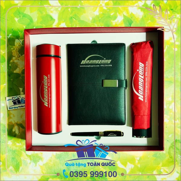 bộ quà tặng bình giữ nhiệt sổ da ô dù và bút ký, bộ quà tặng dưới 400k, bộ quà tặng 4 sản phẩm, quà tặng nhân viên văn phòng, bộ quà tặng cao cấp