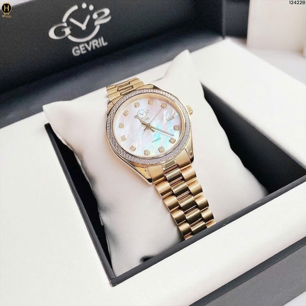 Đồng Hồ Nữ Gv2 By Gevril Quartz Turin Diamond 12422B