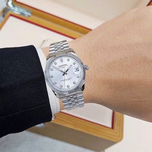 Sunrise Quartz 1255SA Thép Trắng Nam