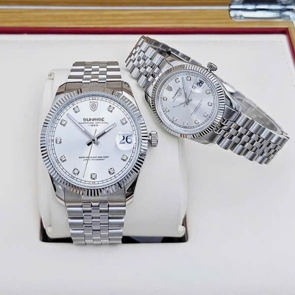 Sunrise Quartz 1255SA Thép Trắng Nam
