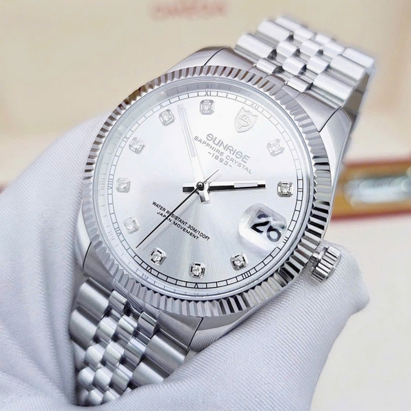 Sunrise Quartz 1255SA Thép Trắng Nam