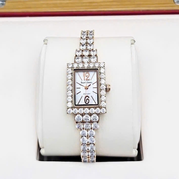  Royal Quartz 3584 Thép Vàng Hồng Mặt Trắng.