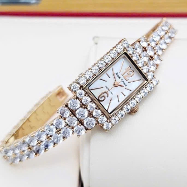  Royal Quartz 3584 Thép Vàng Hồng Mặt Trắng.