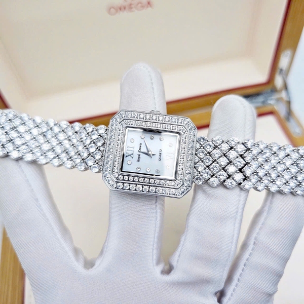 Royal Crown Quartz 3619M Thép Trắng Mặt Full Đá
