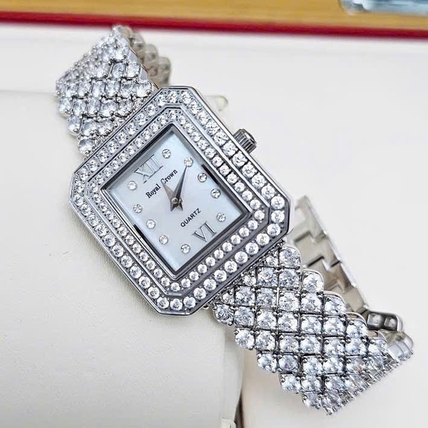  Royal Crown Quartz 3619M Thép Trắng Mặt Full Đá