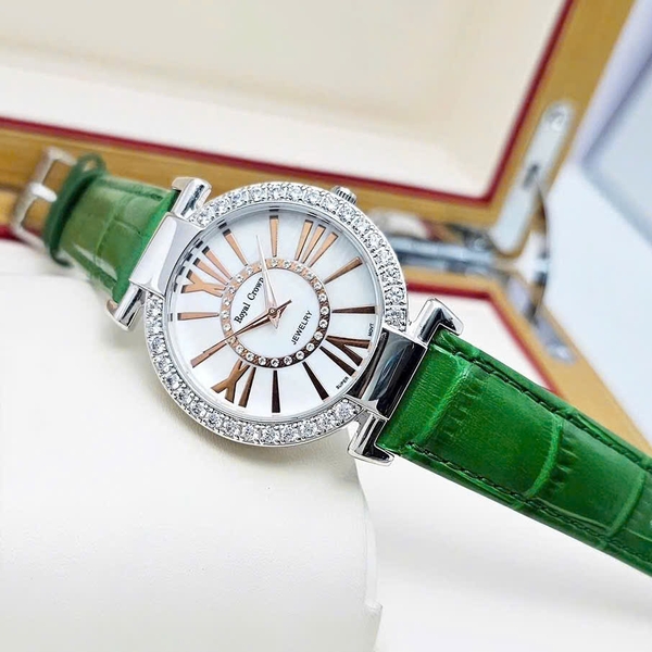 Royal Crown Quartz 6116 Dây Da Xanh lá