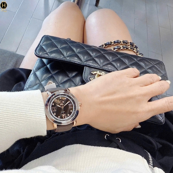 Đồng Hồ Nữ GV2 By Gevril Quartz Marsala Diamond 9855