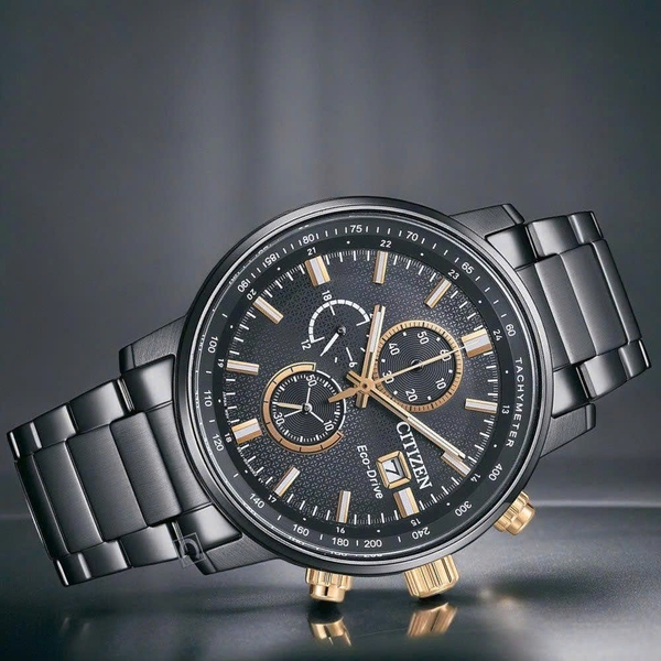  Citizen Quartz Eco-drive Chronograph Tachymeter CA0846-81E