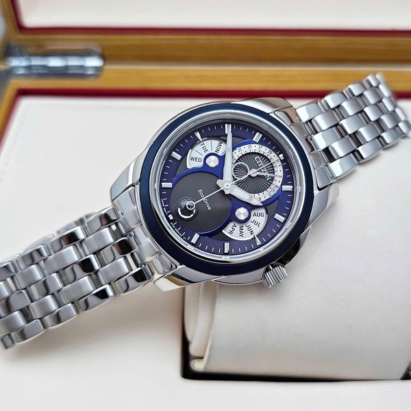 vCitizen Quartz Eco-Drive Calendrier Moon Phase Blue BU0088-51H