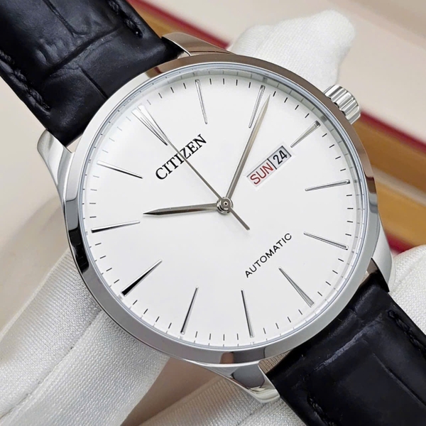 Automatic NH8350-08B Dây Da Vỏ Trắng Mặt Trắng Hiện Đại