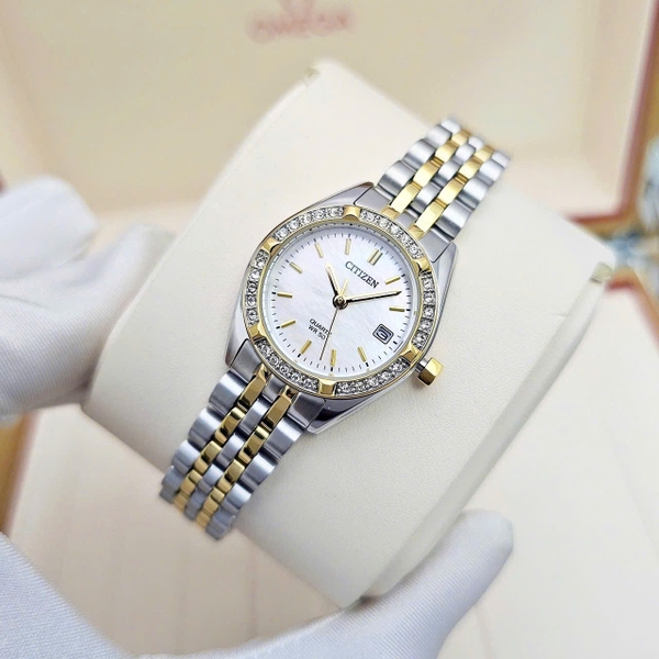 Citizen Quartz EU6064-54D Dây Thép Vỏ Trắng Mặt Khảm Trai
