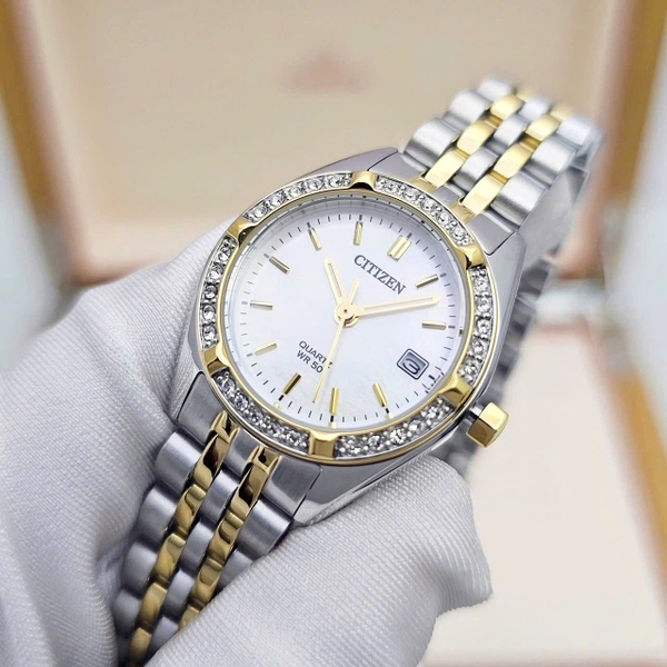 Citizen Quartz EU6064-54D Dây Thép Vỏ Trắng Mặt Khảm Trai