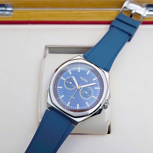  Fossil Pin BQ2613 Dây Vỏ Trắng Mặt Xanh