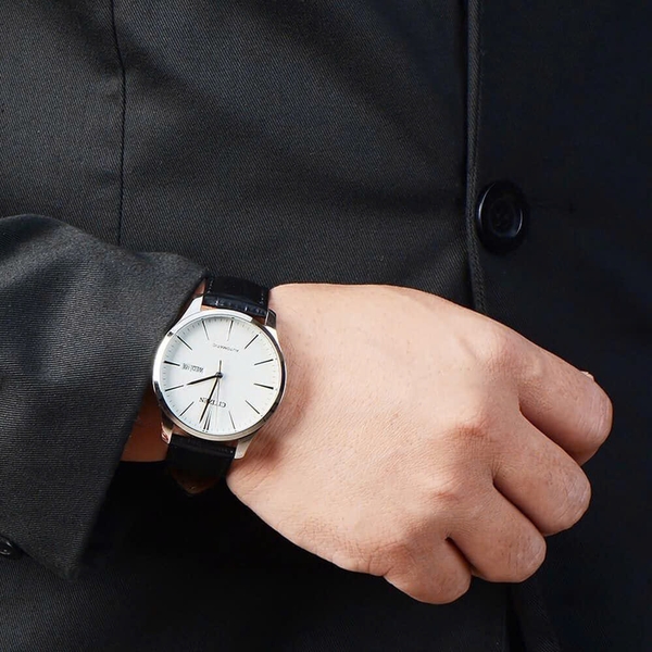 Citizen Automatic NH8350-08B Dây Da Vỏ Trắng Mặt Trắng Hiện Đại