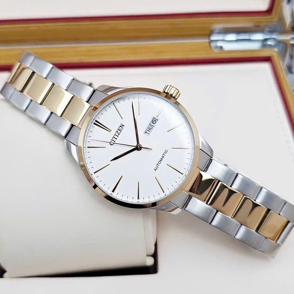  Automatic NH8356-87A Dây Thép Demi Vàng Hồng Mặt Trắng.