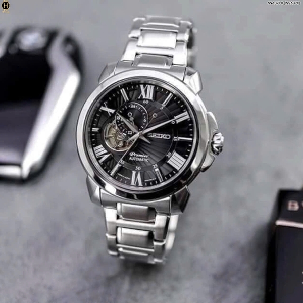 Đồng Hồ Nam Seiko Automatic Premier Open Heart Black Steel SSA371J1 ( SSA371 )