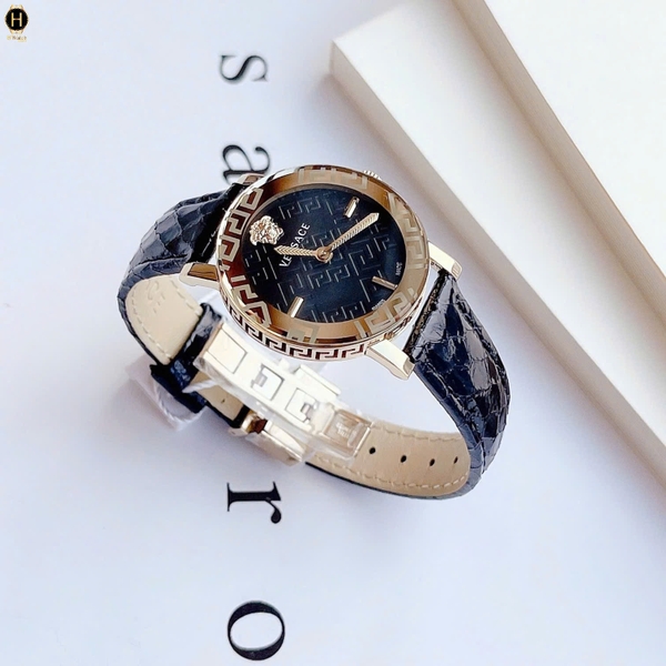 Versace Quartz Greca Glass Leather VEU300221