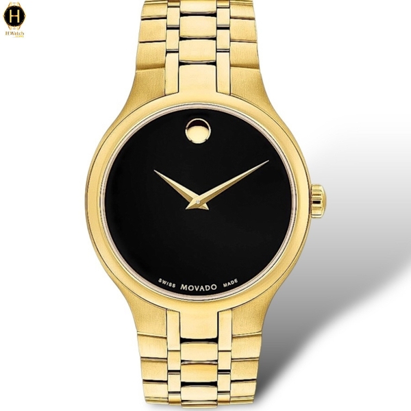 Đồng Hồ Nam Movado Quartz Collection 0607227 Dây Thép Vàng Mặt Đen