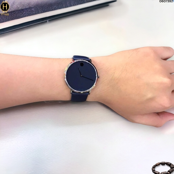 Đồng Hồ Nam Movado Quartz Modern 47 Navy 0607392 Dây Da Xanh Navy Mặt Xanh