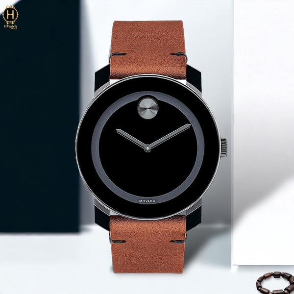 Đồng Hồ Nam Movado Quartz Bold TR90 3600600 Dây Da Mặt Đen