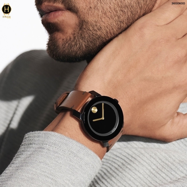 Đồng Hồ Nam Movado Quartz Bold TR90 3600600 Dây Da Mặt Đen