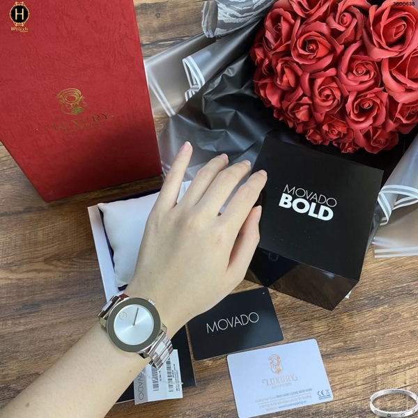 Đồng Hồ Nữ Movado Quartz Bold Metallic Women 3600638 Dây Thép Trắng Mặt Trắng