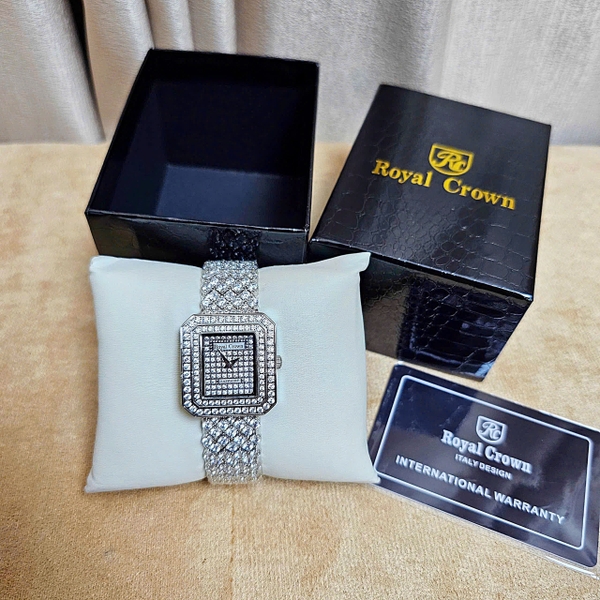 Royal Crown Quartz 3619M Thép Trắng Mặt Full Đá