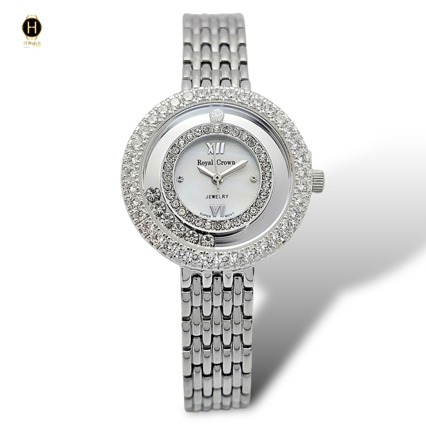 Đồng Hồ Nữ Royal Crown Quartz 3628 Thép Trắng