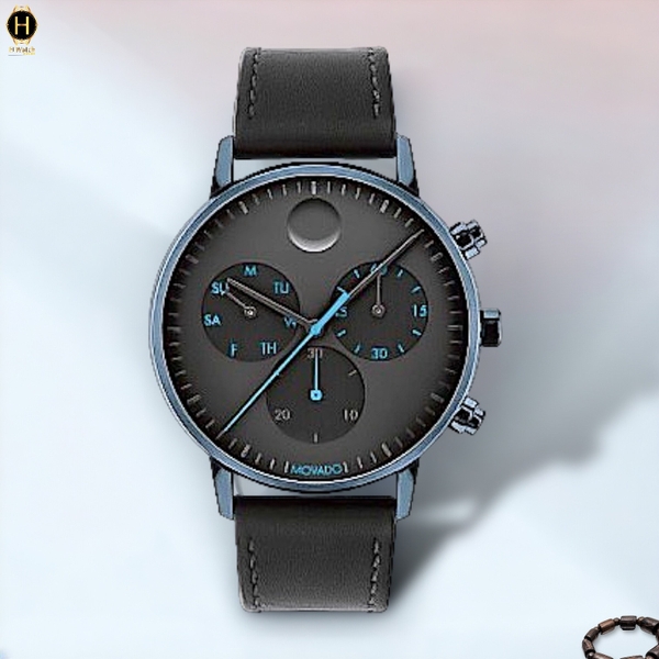 Đồng Hồ Nam Movado Quartz Chronograph 3640056 Face Strap Dây Da Mặt Đen