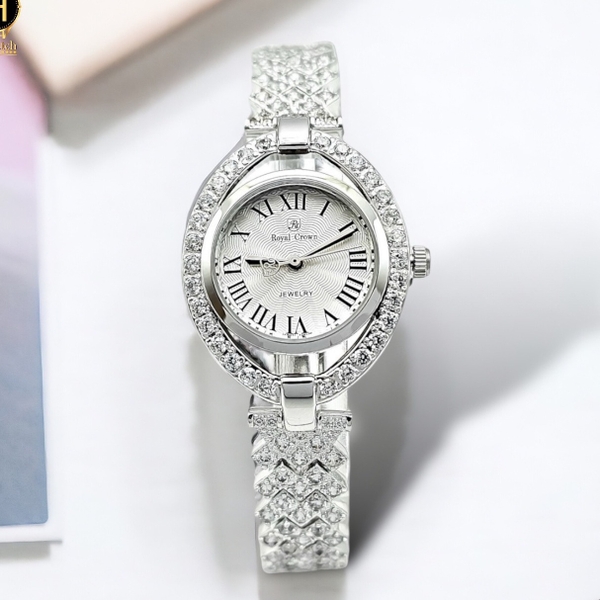 Đồng Hồ Nữ Royal Crowm Quartz 4610 Dây Sắt Đính Đá