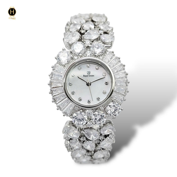 Đồng Hồ Nữ Royal Crown Quartz 8396 Thép Trắng