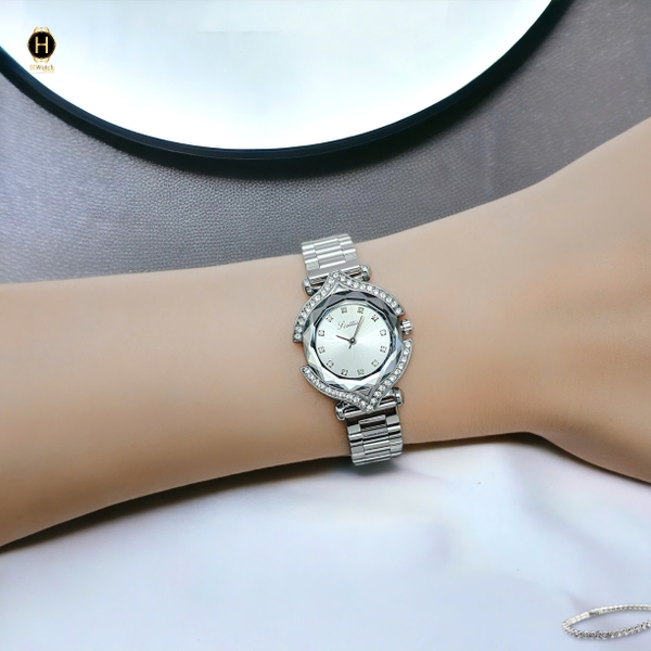 Đồng Hồ Nữ Scottie Quartz 9549 Thép Trắng Mặt Trắng