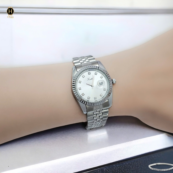 Đồng Hồ Nữ Scottie Quartz 9570 Thép Trắng Mặt Trắng