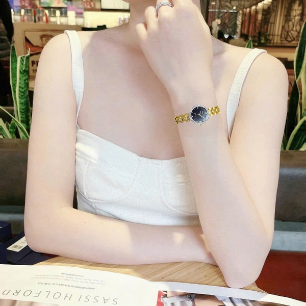Đồng Hồ nữ Sunrise Quartz 9977AA Thép Vàng Đen Sapphire