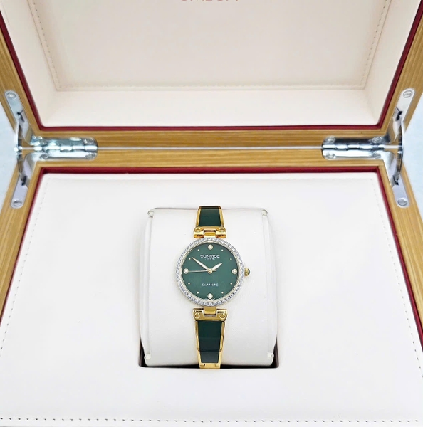Sunrise Quartz 9991AA Dây Thép Vỏ Vàng Mặt Xanh