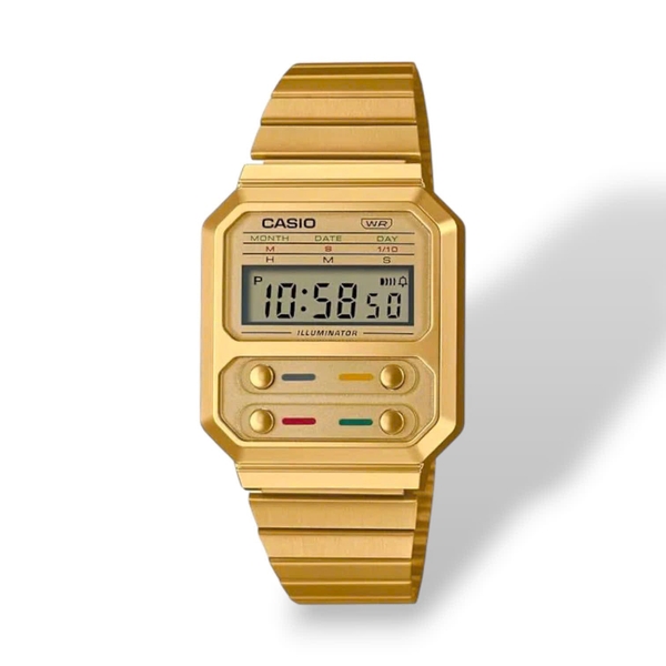 Đồng Hồ Unisex Casio Quartz A100WEG-9ADF Dây Thép Vỏ Vàng Mặt Vàng